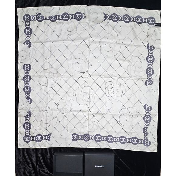 Chanel Silk Camellia CC Square Scarf - Picture 5 of 8